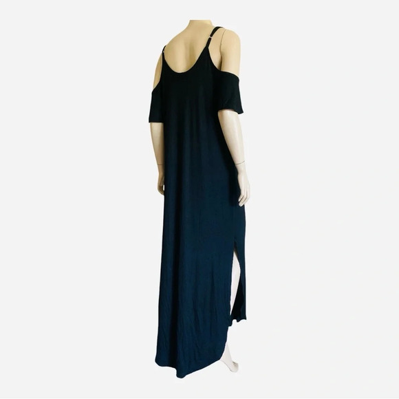NWOT Black Jersey Cut Out Shoulder Cami Maxi Dress - Picture 2 of 5